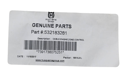 New OEM Husqvarna 532183281 Brake Control Cable NOS