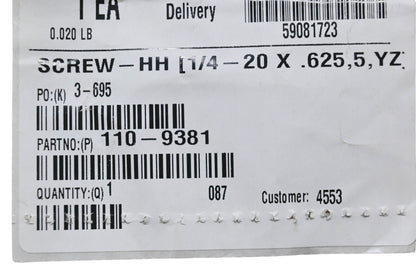 Toro 110-9381 Hex Head Screw NOS
