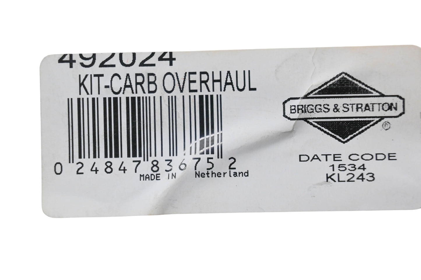 New OEM Briggs & Stratton 492024 Carburetor Overhaul Kit NOS