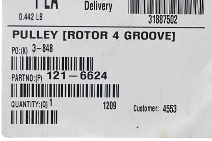 Toro 121-6624 Rotor 4-Groove Pulley NOS