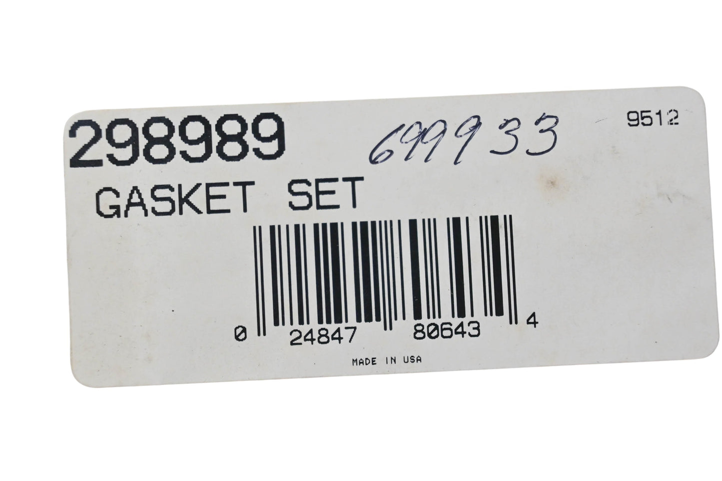 New OEM Briggs & Stratton 298989 Gasket Kit NOS