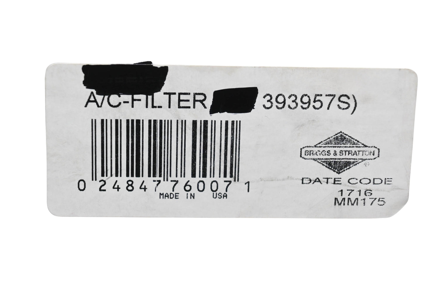 New OEM Briggs & Stratton 393957S Air Cleaner Filter NOS