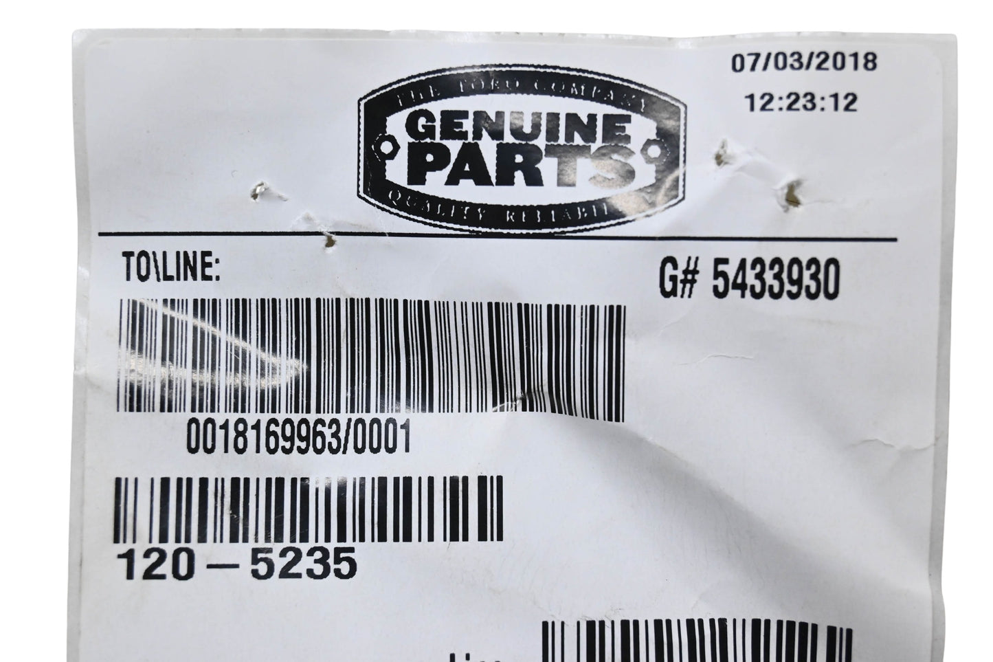Toro 120-5235 Spindle Shaft NOS