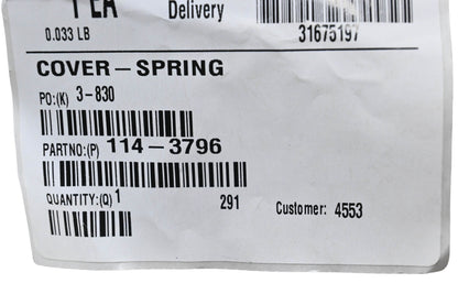 Toro 114-3796 Spring Cover NOS