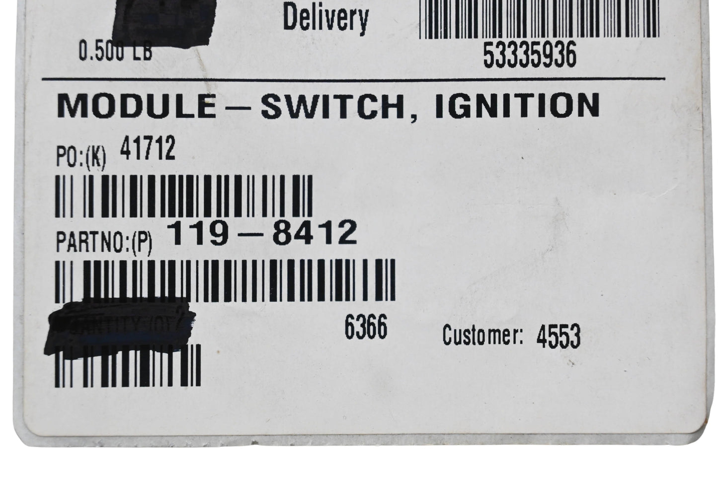 Toro 119-8412 Ignition Switch Module NOS