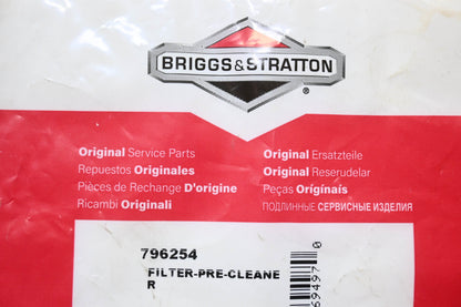 New OEM Briggs & Stratton 796254 Pre-Cleaner Filter NOS
