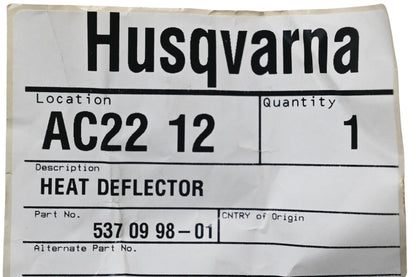 New OEM Husqvarna 537 09 98-01, 537099801 Heat Deflector NOS
