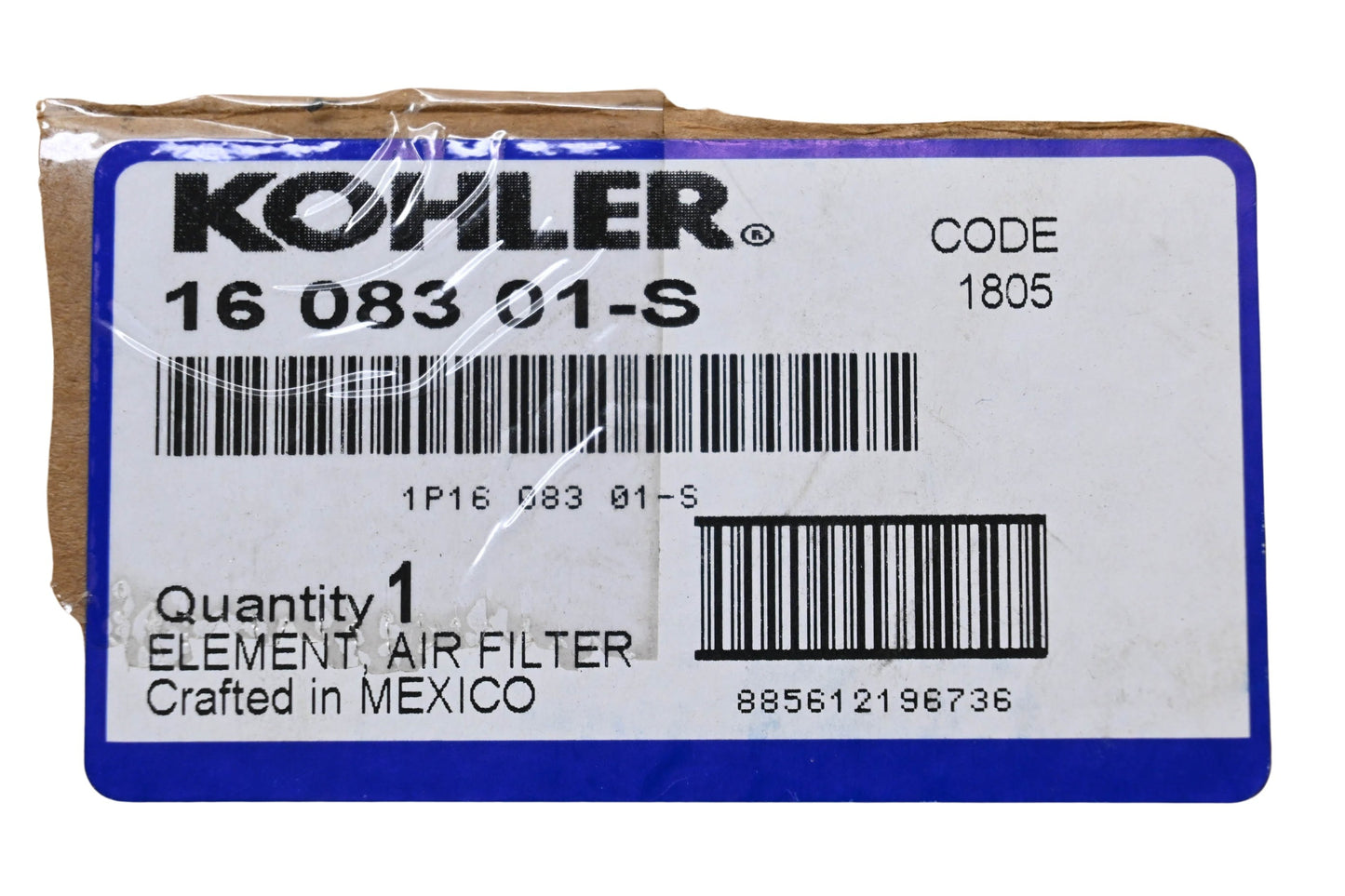 Kohler 16 083 01-S Air Filter Element NOS