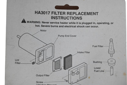 Desa HA3017 Portable Forced Air Heater Filter Kit NOS