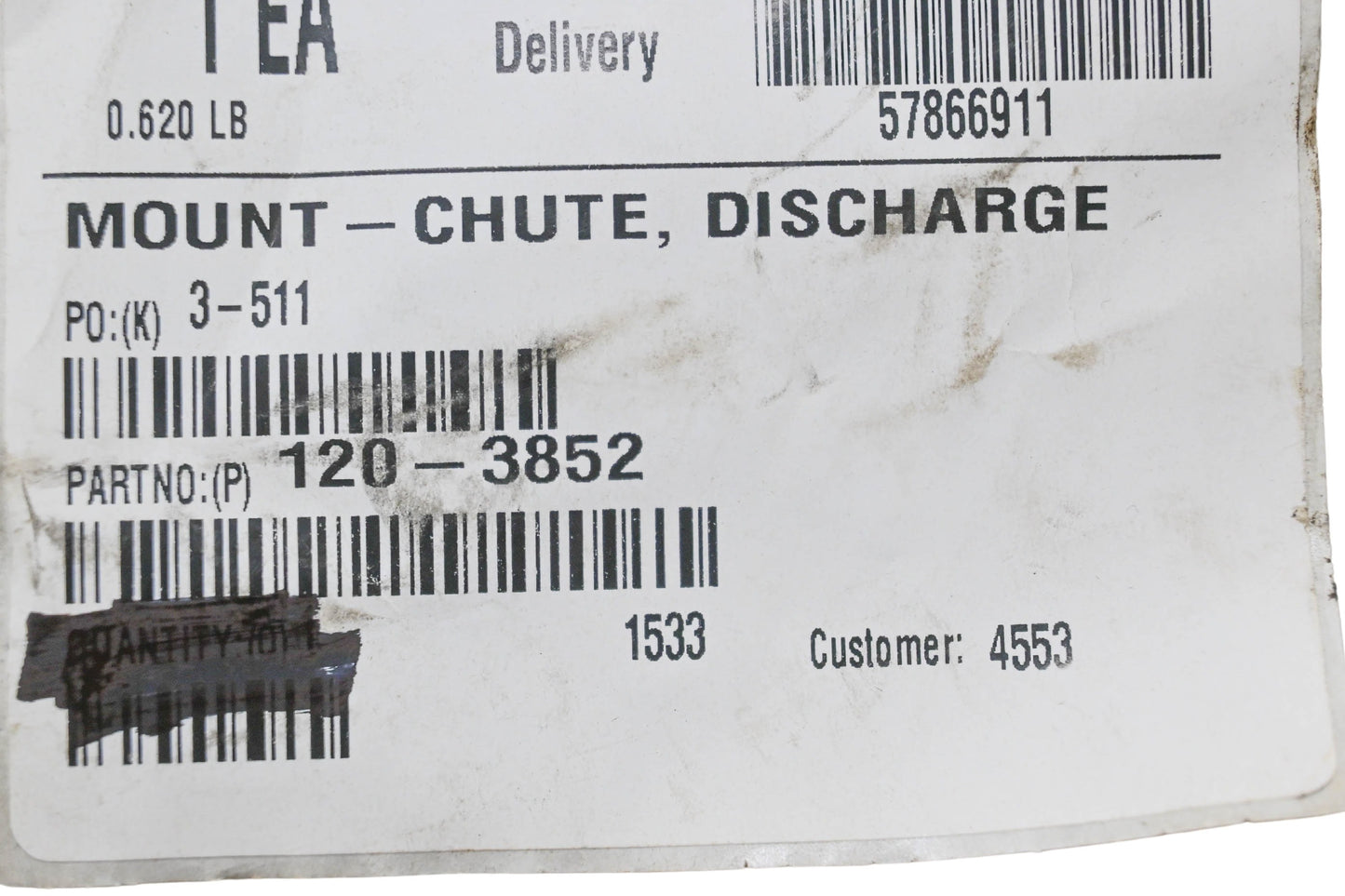 Toro 120-3852 Discharge Chute Mount NOS