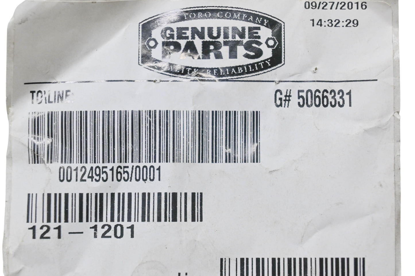 Toro 121-1201 Auger Control Handle NOS