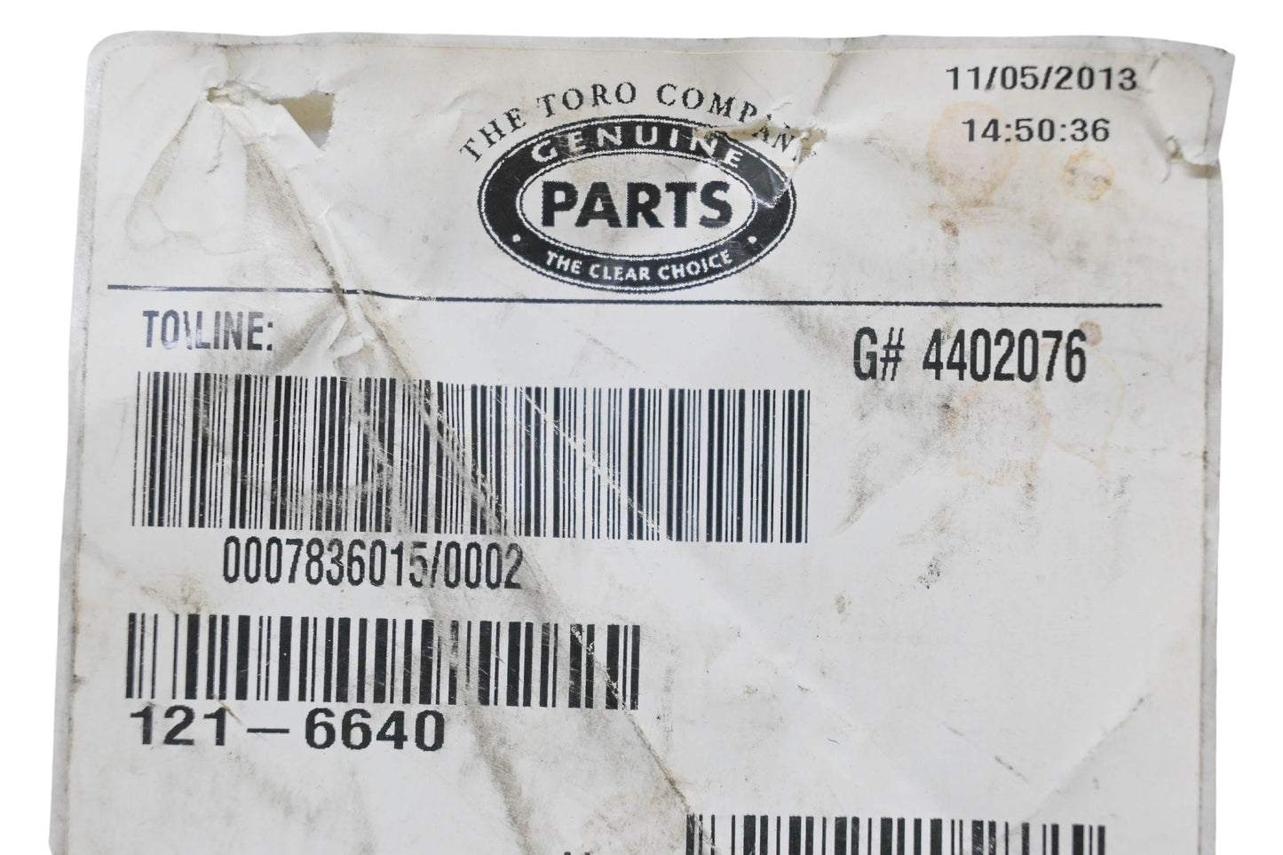 Toro 121-6640 Control Panel Decal NOS