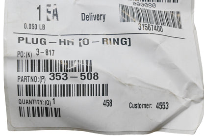 Toro 353-508 Hex Head Plug NOS