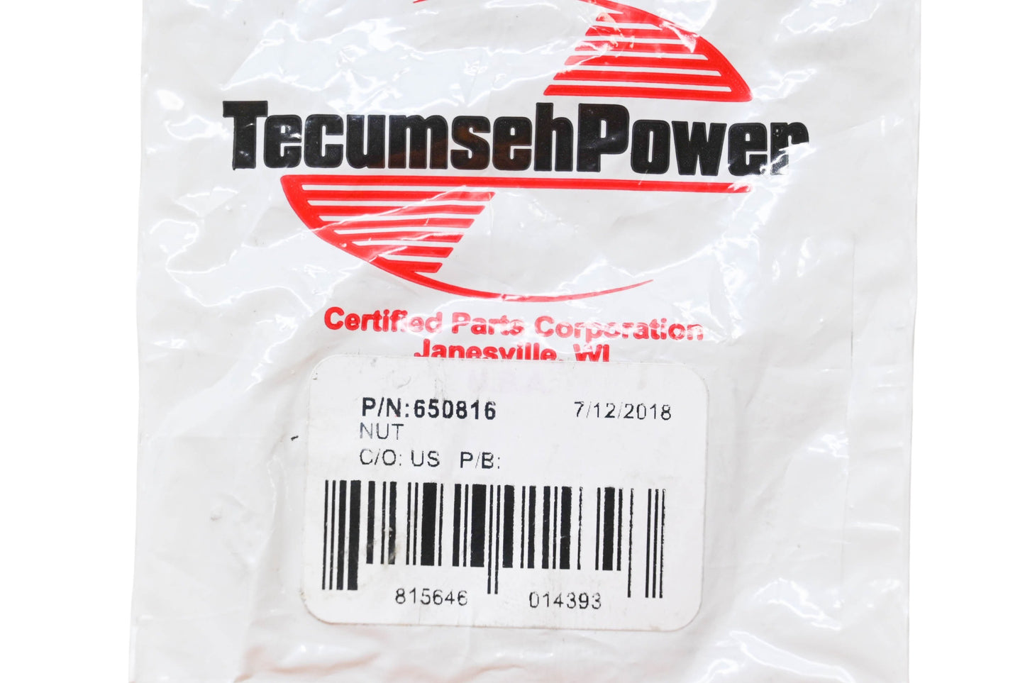 New OEM Tecumseh 650816 Nut NOS