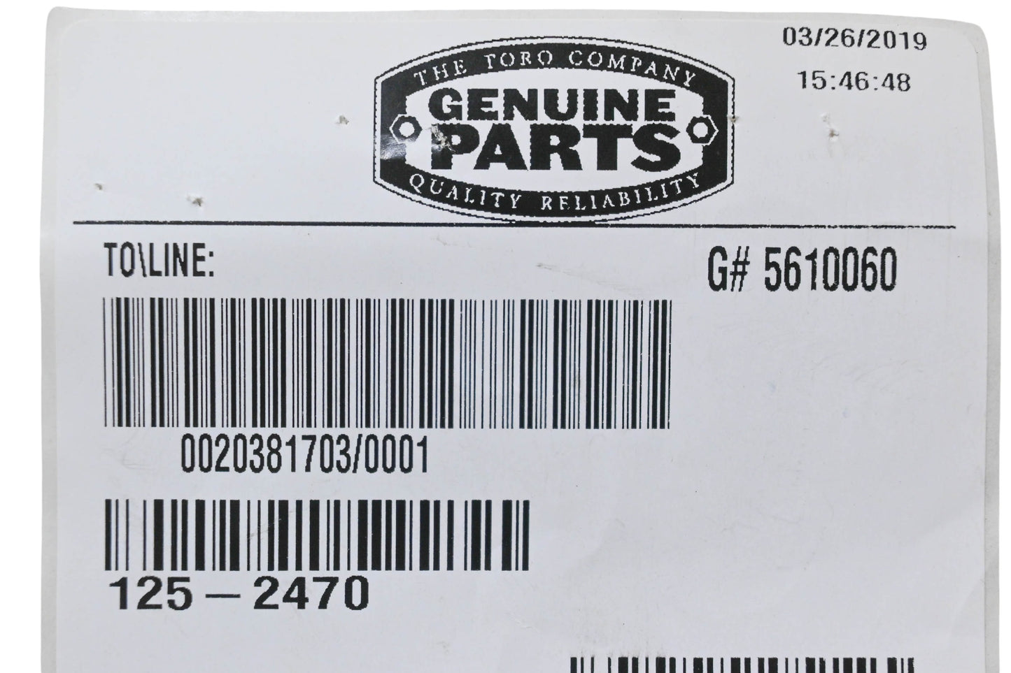 Toro 125-2470 Switch Button NOS
