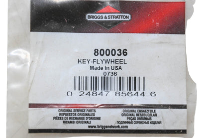 New OEM Briggs & Stratton 800036 Flywheel Key NOS