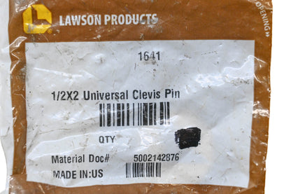 Lawson Products 1641 Universal Clevis Pin 1/2X2 NOS