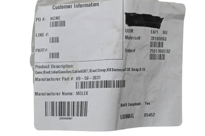 Molex 09-50-3031 Crimp Terminal Housings Qty 4 NOS