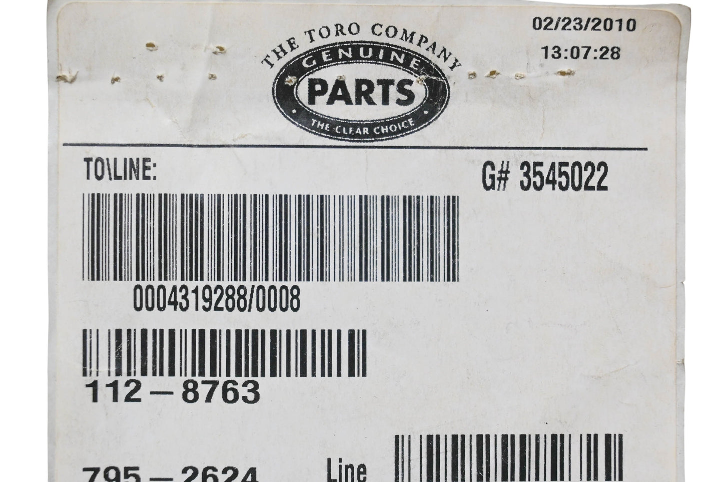 Toro 112-8763 Battery Terminal Decal NOS