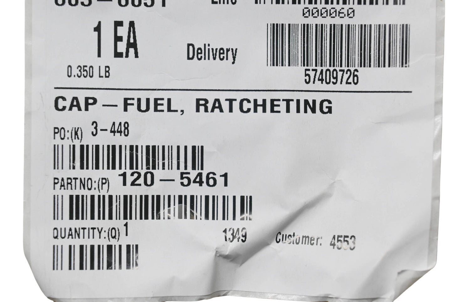 Toro 120-5461 Ratcheting Fuel Cap NOS