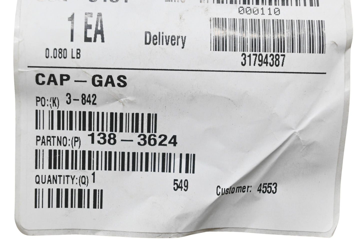 Toro 138-3624 Gas Cap NOS