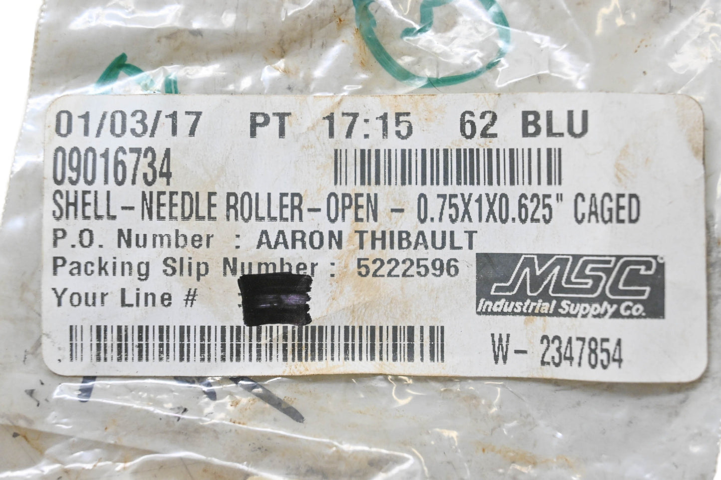 MSC 09016734 Needle Roller Bearing NOS