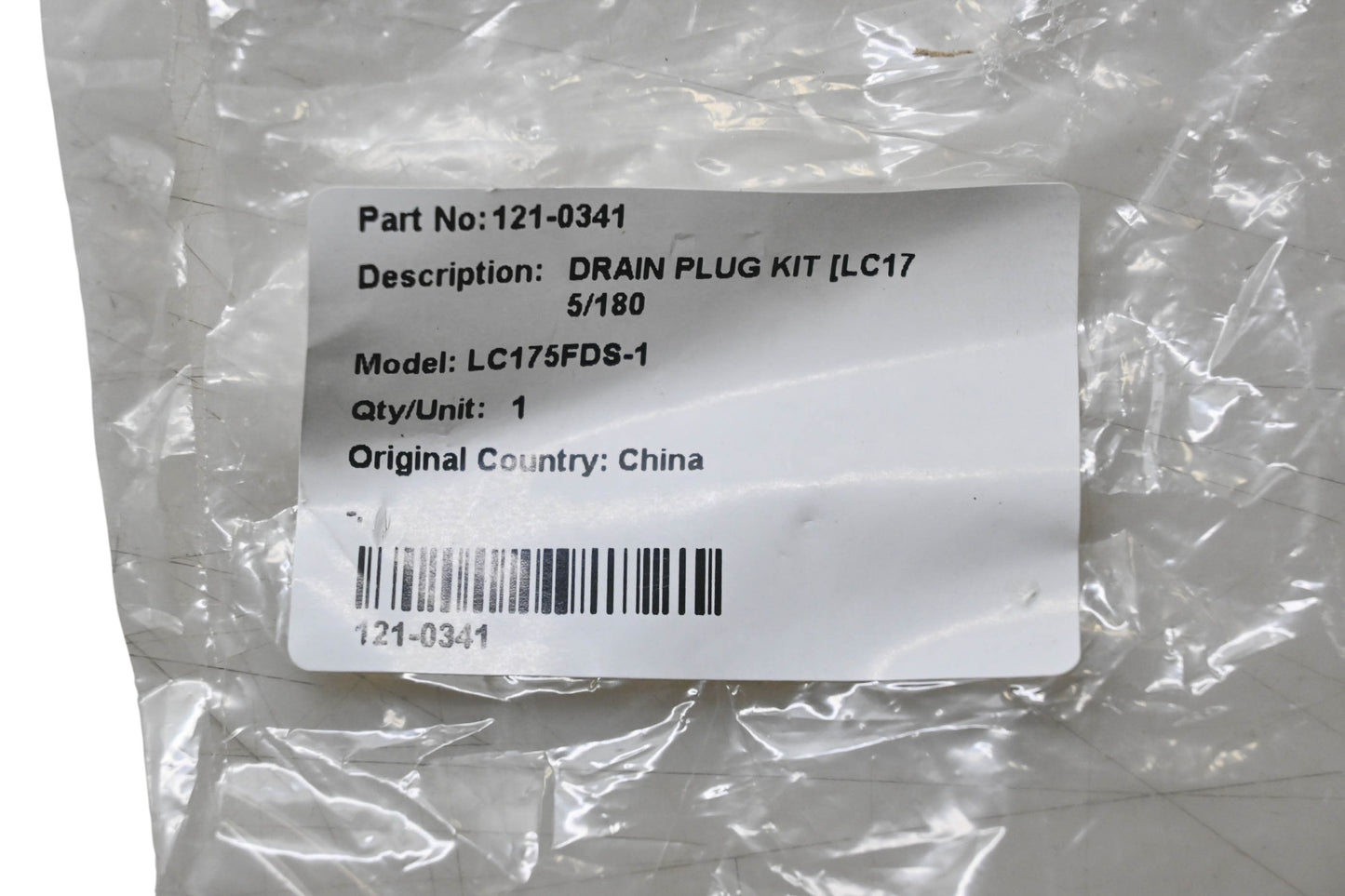 Toro 121-0341 Drain Plug Kit NOS