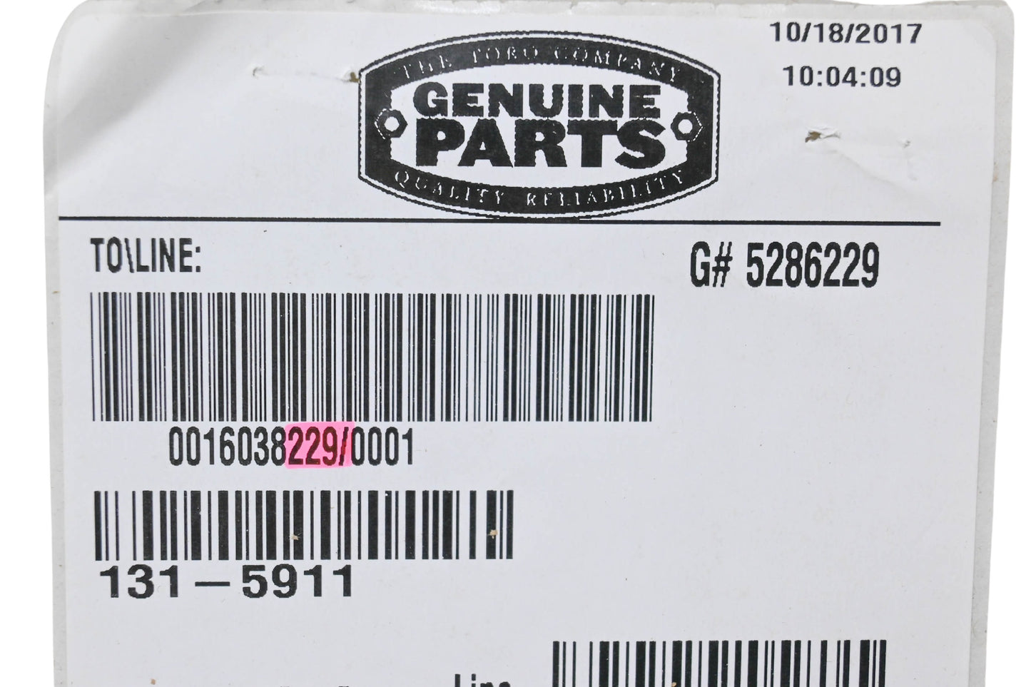 Toro 131-5911 Snow Series Decal NOS