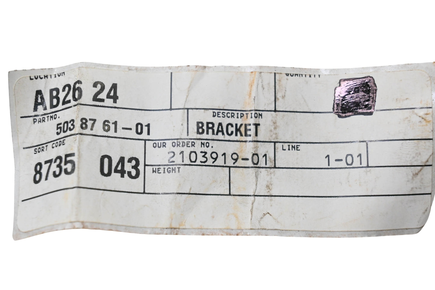 New OEM Husqvarna 503 87 61-01, 503876101 Bracket NOS