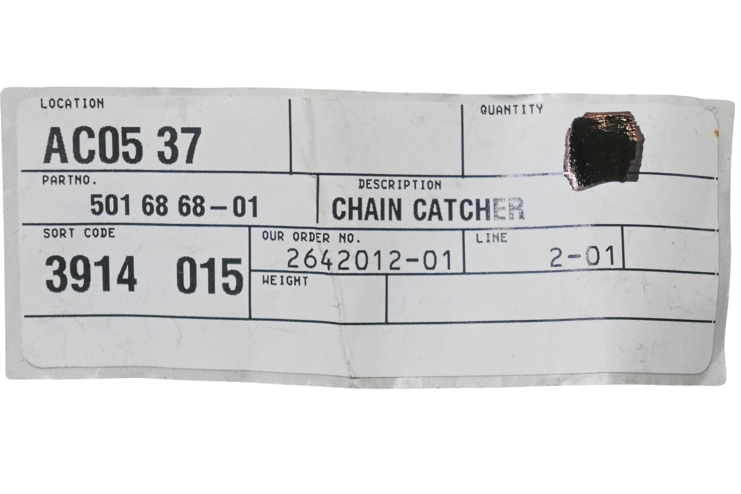 New OEM Husqvarna 501 68 68-01, 501686801 Chain Catcher NOS