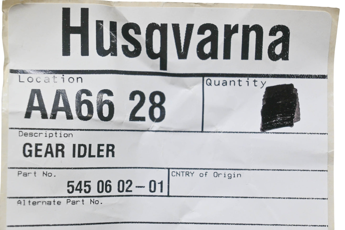 New OEM Husqvarna 545 06 02-01, 545060201 Gear Idler NOS