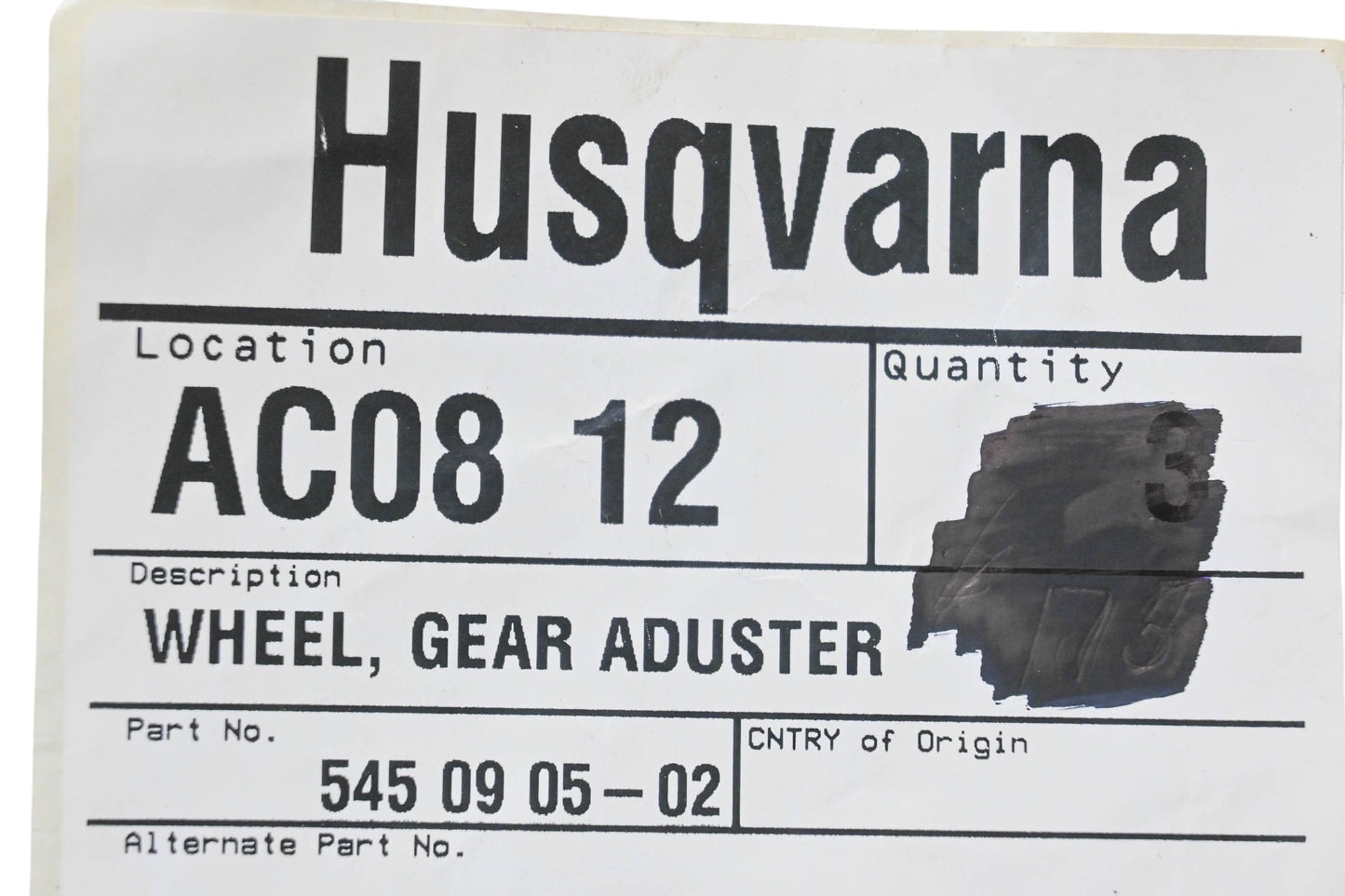 New OEM Husqvarna 545 09 05-02, 545090502 Gear Adjuster Wheel NOS
