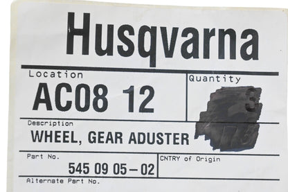 New OEM Husqvarna 545 09 05-02, 545090502 Gear Adjuster Wheel NOS