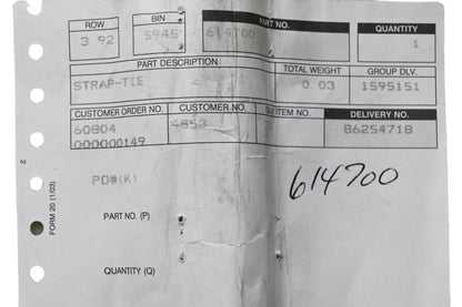 Toro 614700 Tie Strap NOS