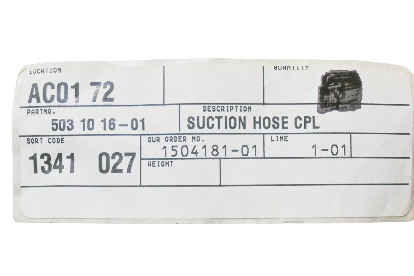 New OEM Husqvarna 503 10 16-01, 503101601 Suction Hose NOS
