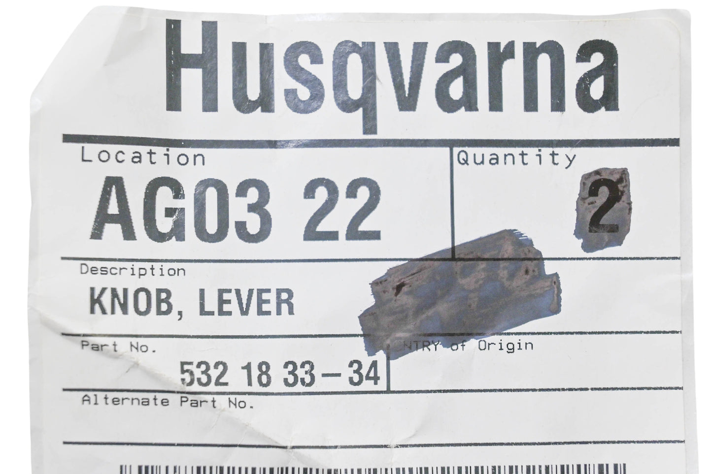 New OEM Husqvarna 532 18 33-34, 532183334 Lever Knob NOS