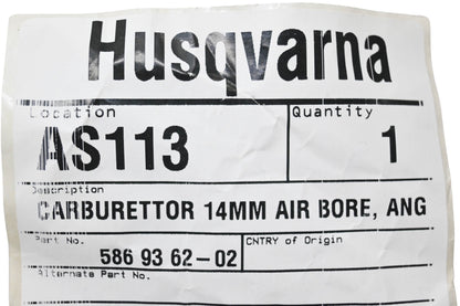New OEM Husqvarna 586 93 62-02, 586936202 Carburetor NOS