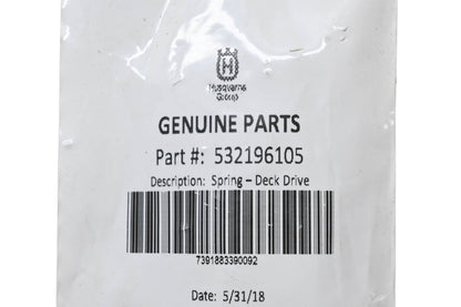New OEM Husqvarna 532196105 Deck Drive Spring NOS