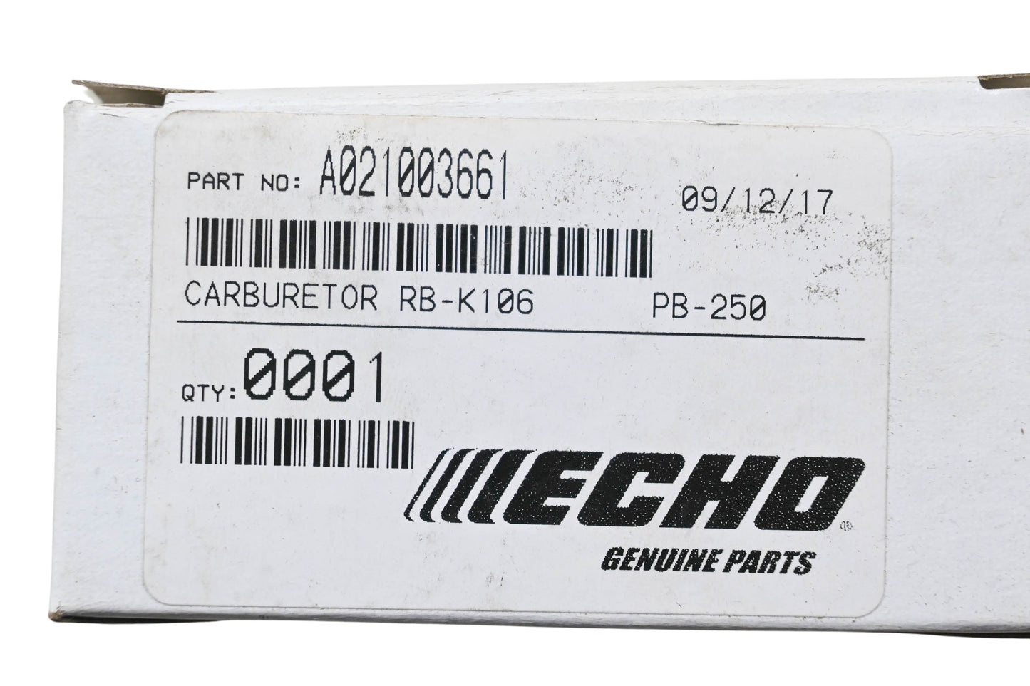 New OEM Echo A021003661, RB-K106 Carburetor NOS
