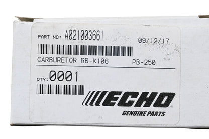 New OEM Echo A021003661, RB-K106 Carburetor NOS
