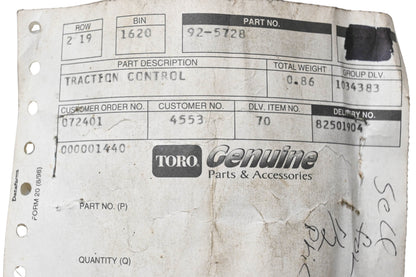 Toro 92-5728 Traction Control Cable NOS