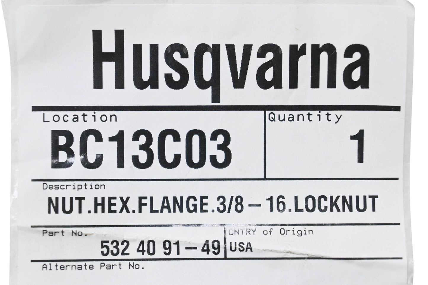 New OEM Husqvarna 532 40 91-49 Nut NOS