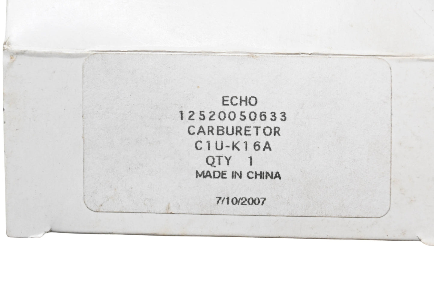 New OEM Echo 12520050633, C1U-K16A Carburetor NOS