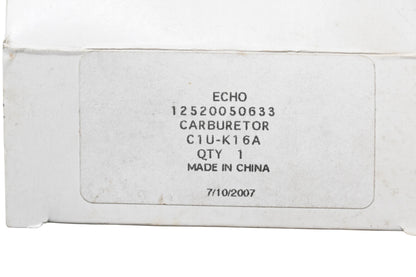 New OEM Echo 12520050633, C1U-K16A Carburetor NOS