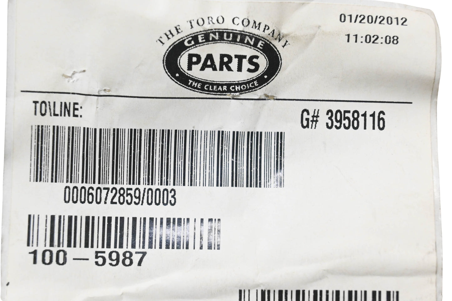 Toro 100-5987 Throttle Control Cable NOS