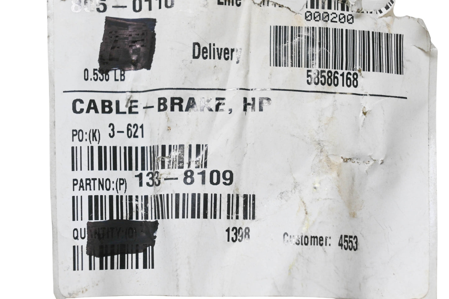 Toro 133-8109 Brake Cable NOS