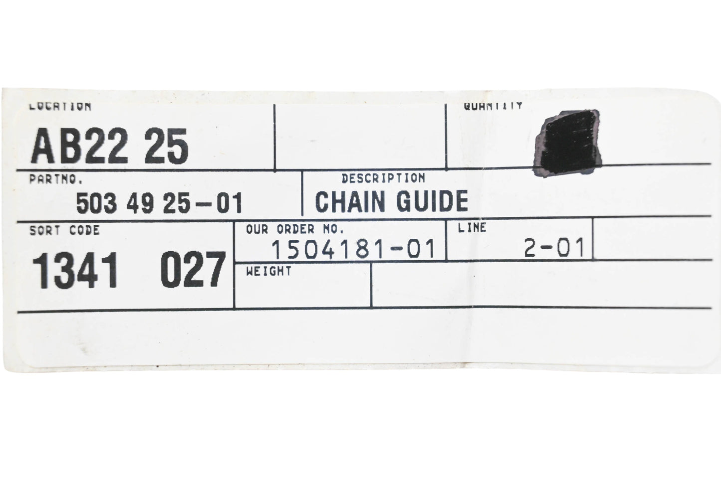 New OEM Husqvarna 503 49 25-01, 503492501 Chain Guide NOS