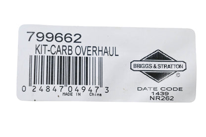 New OEM Briggs & Stratton 799662 Carburetor Overhaul Kit NOS