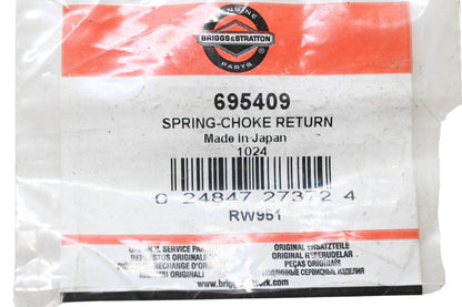 New OEM Briggs & Stratton 695409 Choke Return Spring NOS
