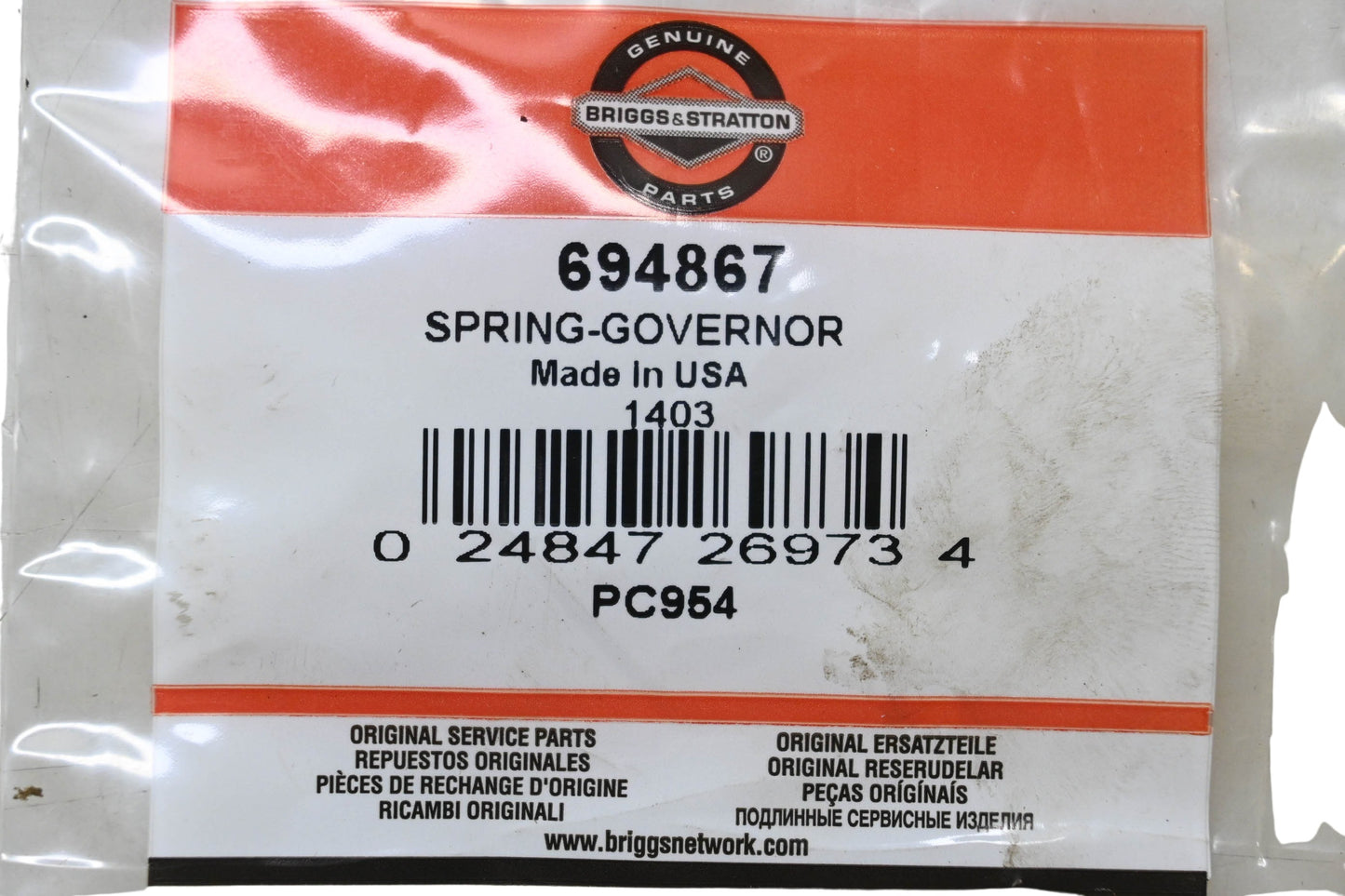New OEM Briggs & Stratton 694867 Governor Spring NOS